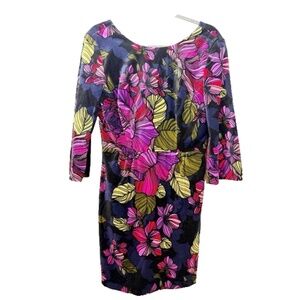 Trina Turk Velvet Floral Sheath Mini Dress Size 8 Lined Womens Long Sleeve